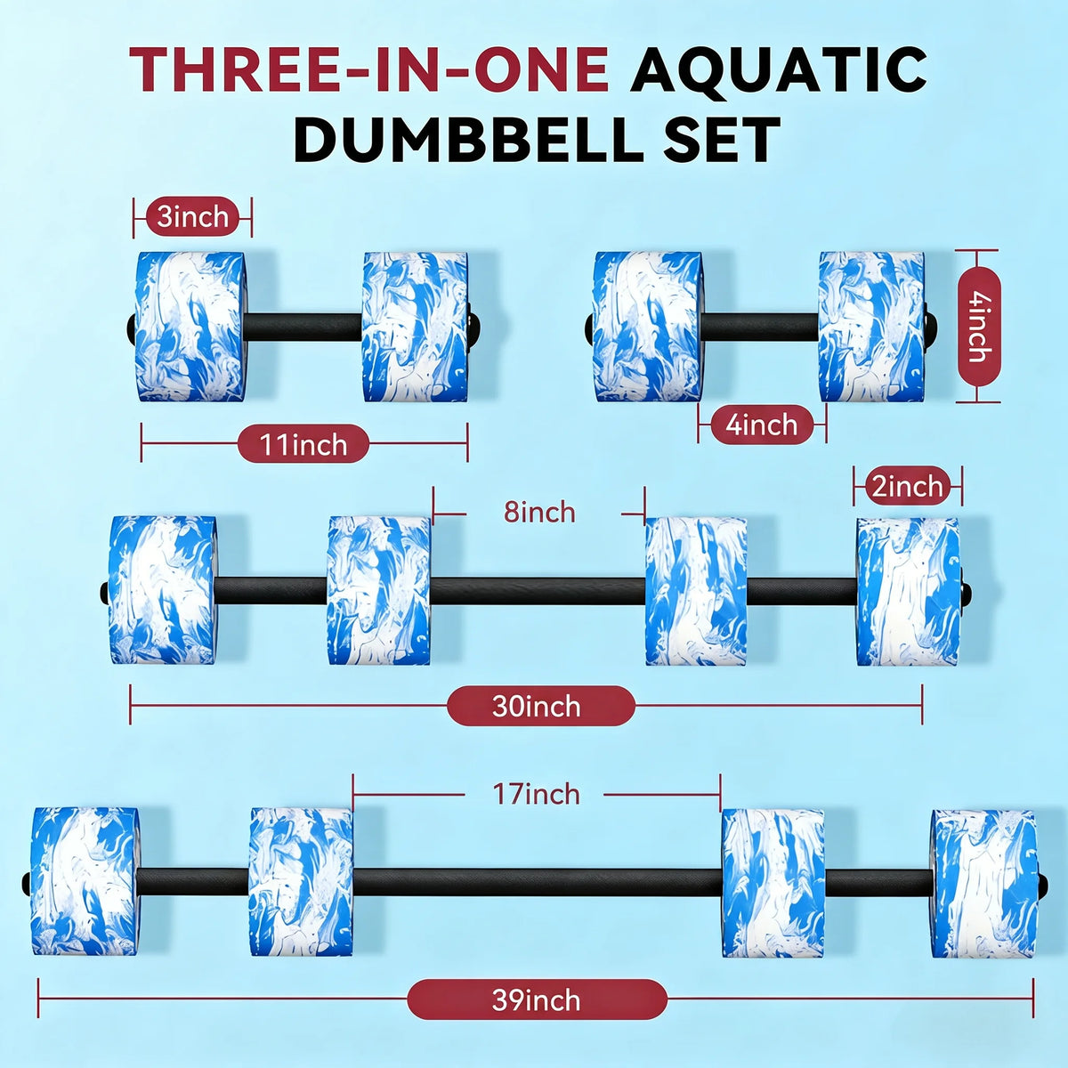 Hapbear Adjustable Aquatic Dumbbells For Pool Exercises