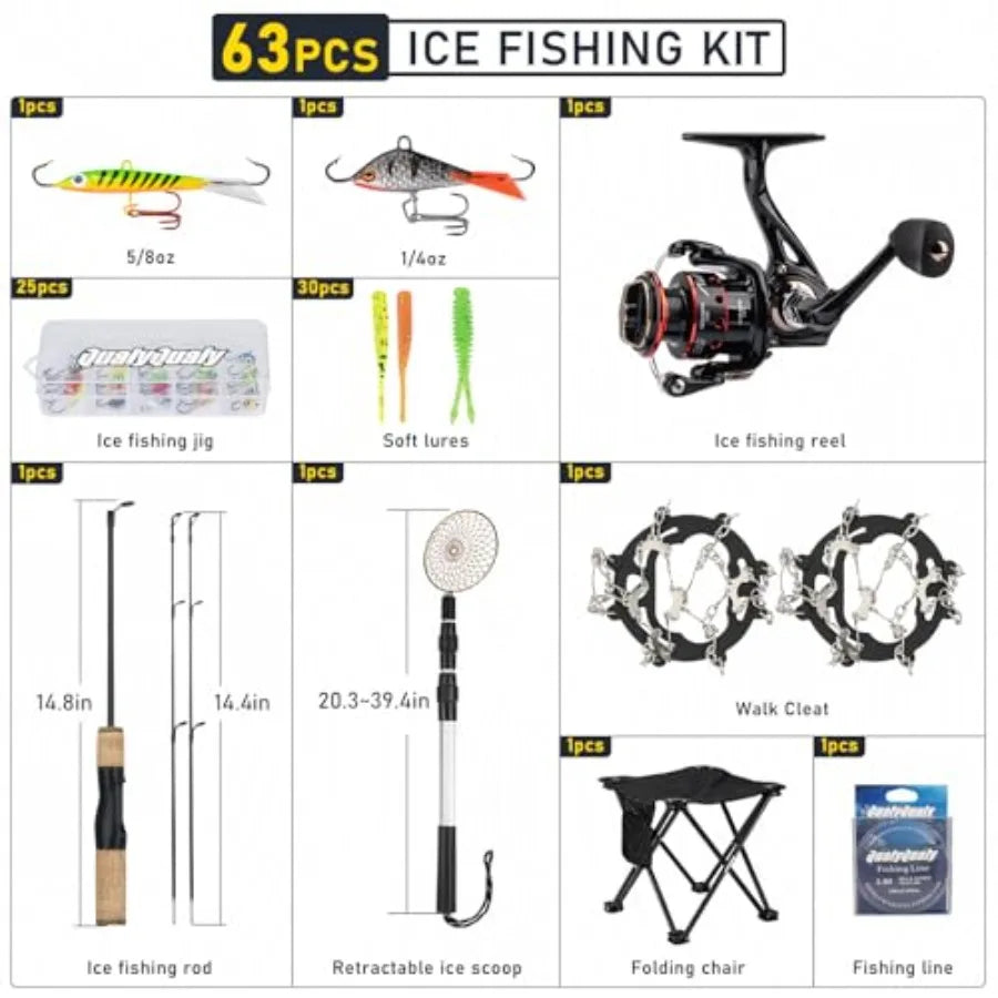 Portable Ice Fishing Rod And Reel Combo Set With Tackle