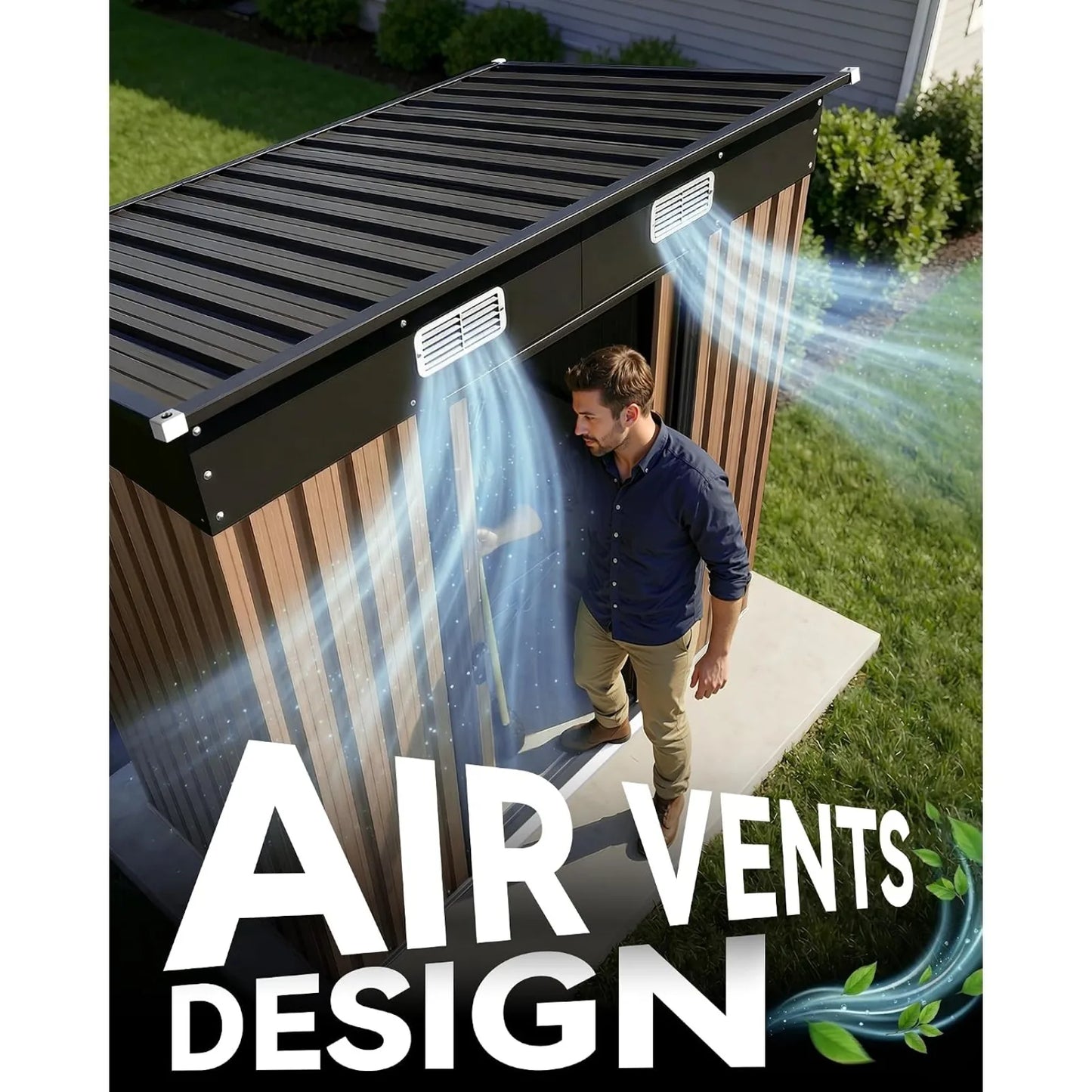 Metal Outdoor Storage Shed With Lockable Sliding Door And Vents