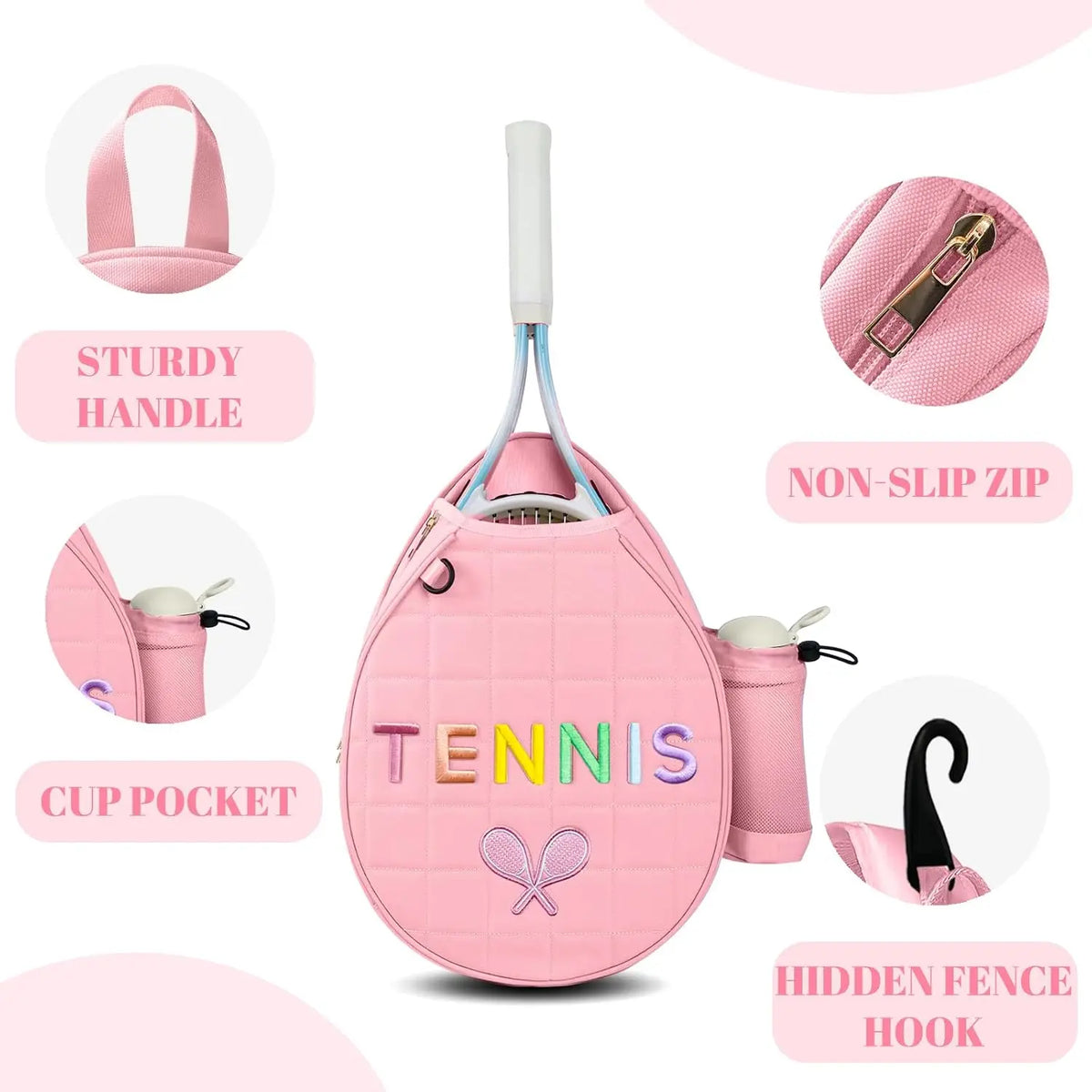 Water Resistant Tennis Sling Backpack Adjustable Pickleball Racket Bag