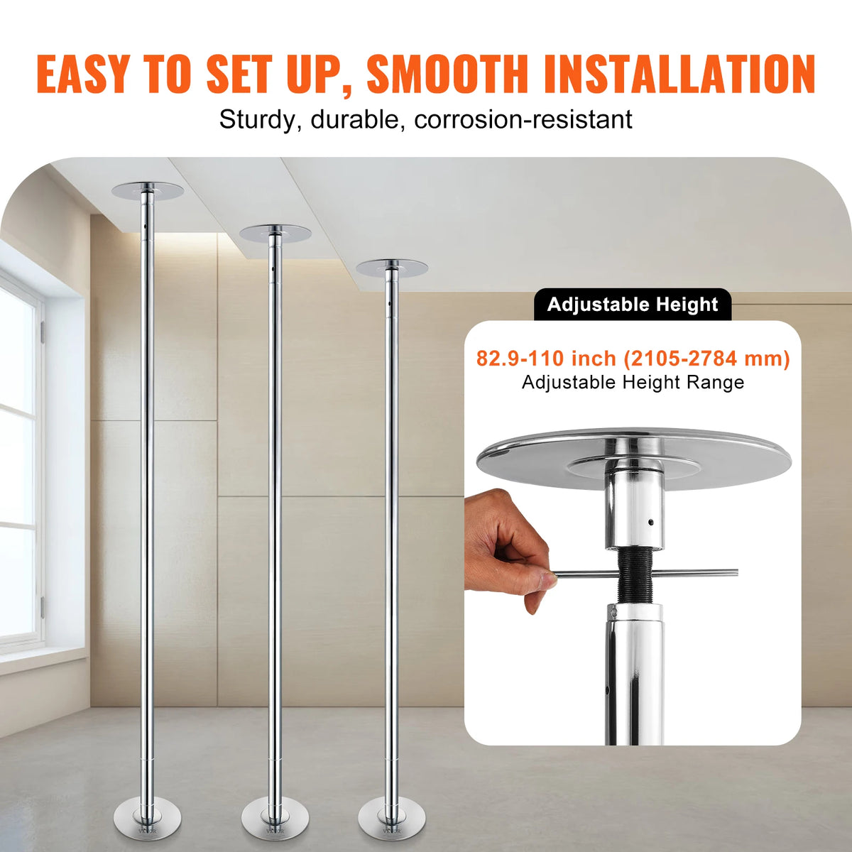 SucceBuy Professional Fitness Dance Pole Heavy Duty Stainless Steel