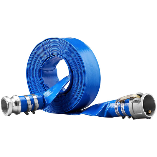 SucceBuy Pool Drain Hose 2 in by 50 ft Durable PVC Material, Aluminum Camlock C & E Connectors and Clamps for Pool Water Removal