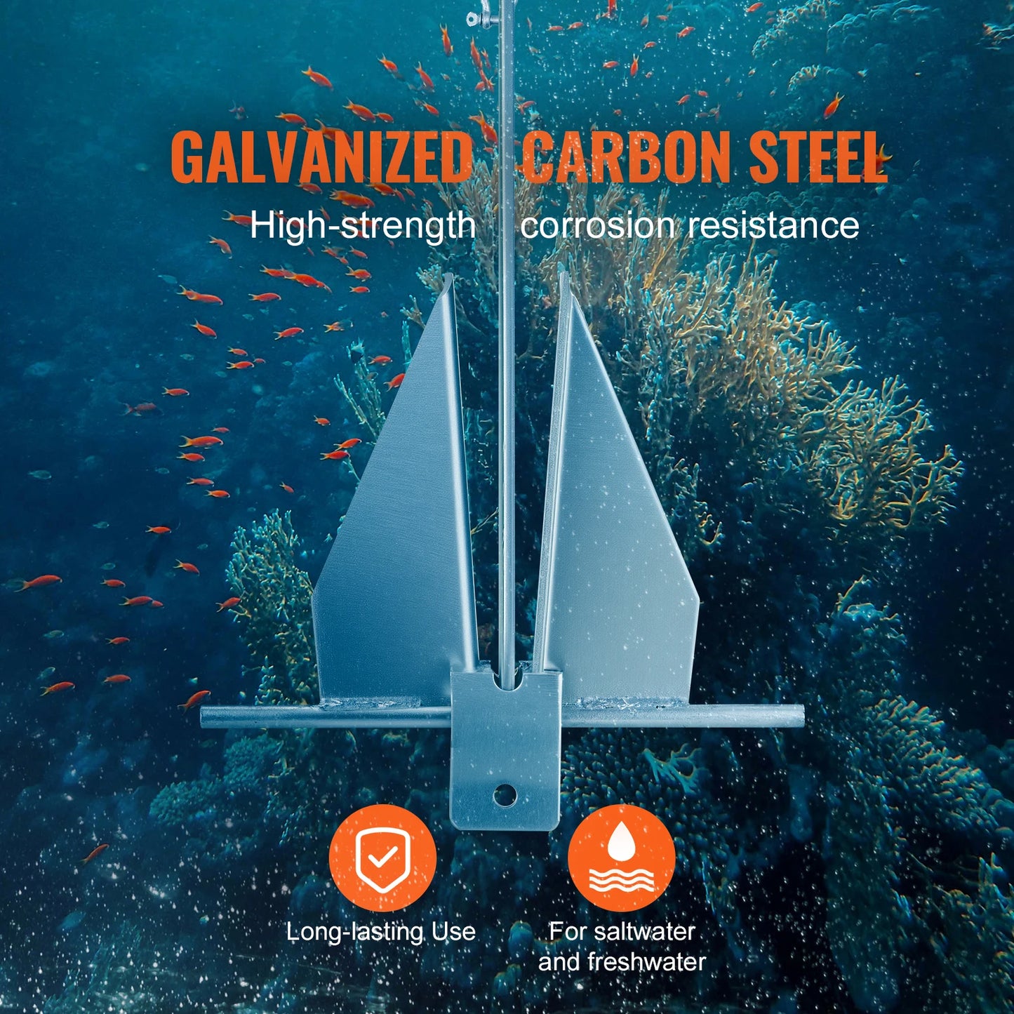 SucceBuy Galvanized Steel Fluke Anchor Kit With Chain And Rope