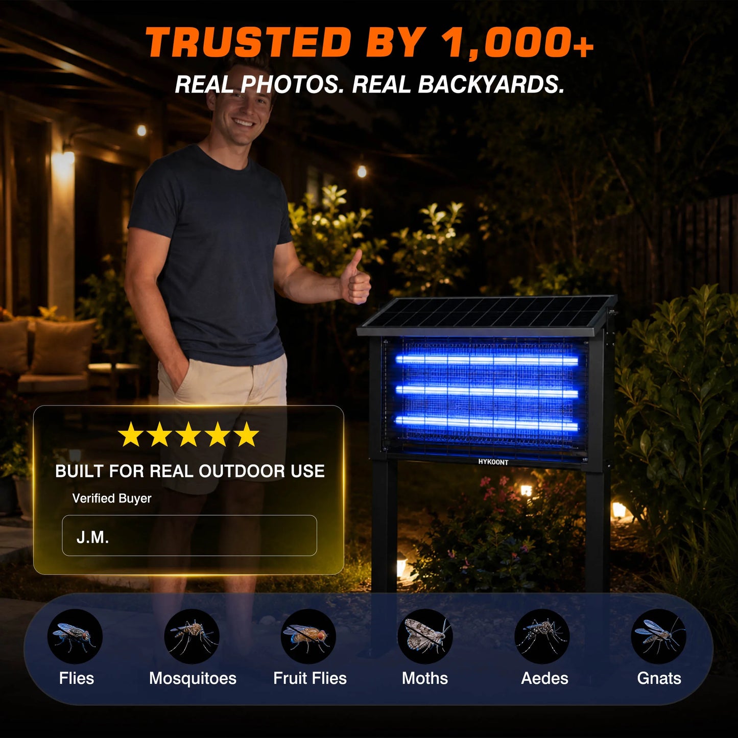 Hykoont Solar Mosquito Killer Lamp For Backyard Pest Control