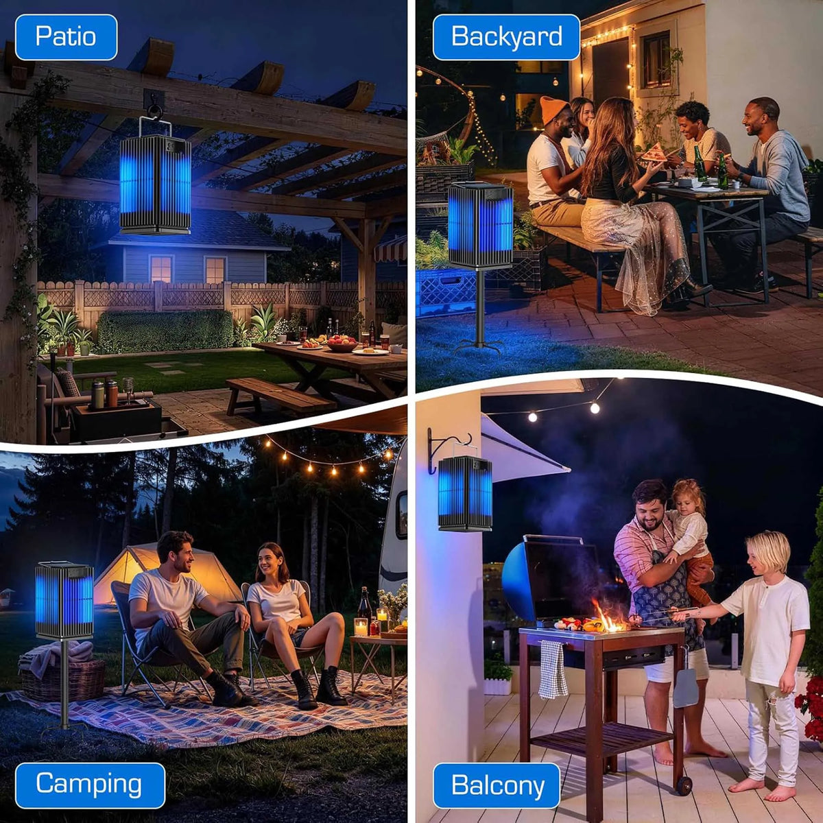 Solar Cordless Outdoor Bug Zapper With Integrated Led Ground Bracket