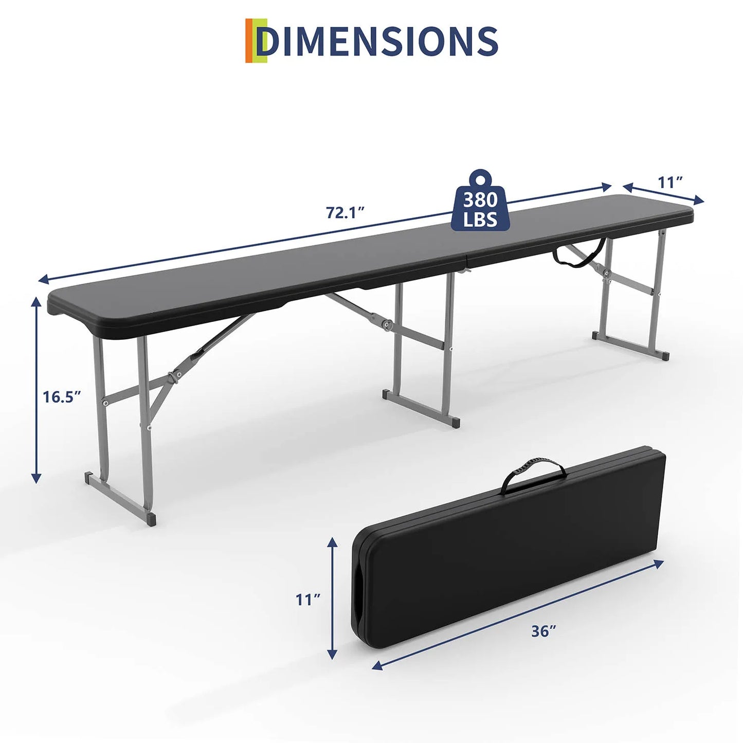1Pc/2Pcs Heavy-Duty 6FT Portable Folding Outdoor Bench – Durable HDPE Top, Steel Frame, Lightweight with Carry Handle – Weather Resistant, Collapsible Seating Long Bench for Picnic, Camping, Patio, Garden, Sports Events