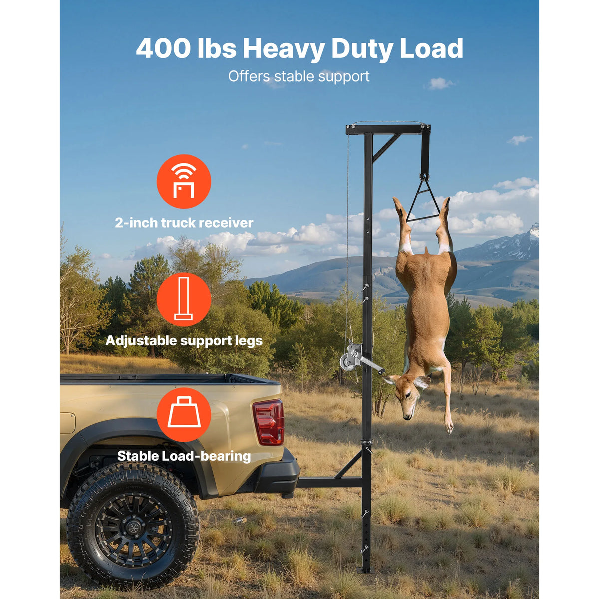 SucceBuy Truck Hitch Game Hoist Adjustable Height Hunting Deer Winch