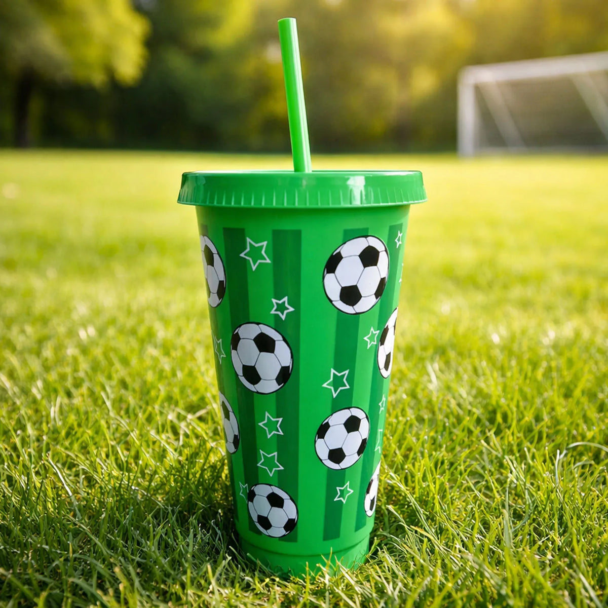 Football Themed Reusable Plastic Sports Party Drinking Tumbler