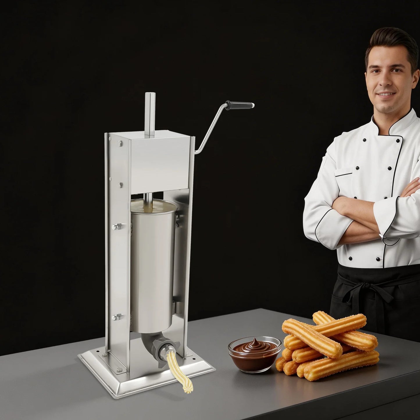Bymaocar Manual Churros Machine Vertical Stainless Steel Churro Maker
