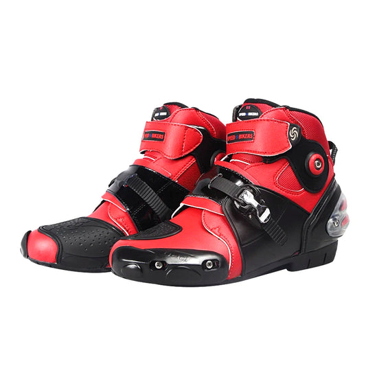 Mens Breathable Leather Motorcycle Shoes Casual Ankle Boots