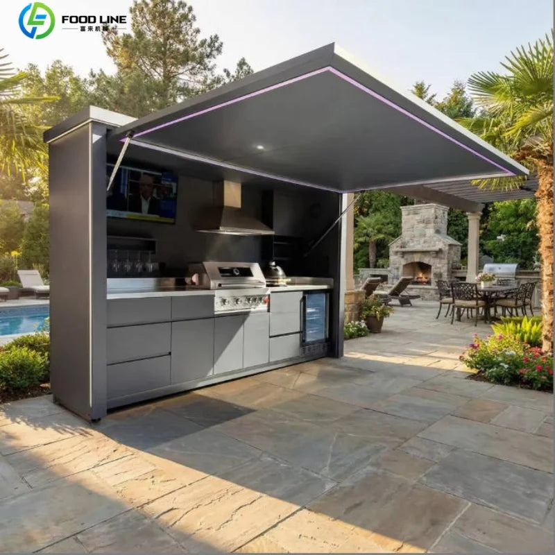 Outdoor Patio Kitchen BBQ Combo Weatherproof Storage Cabinet Stainless Steel Modular All in One Garden Backyard Customized