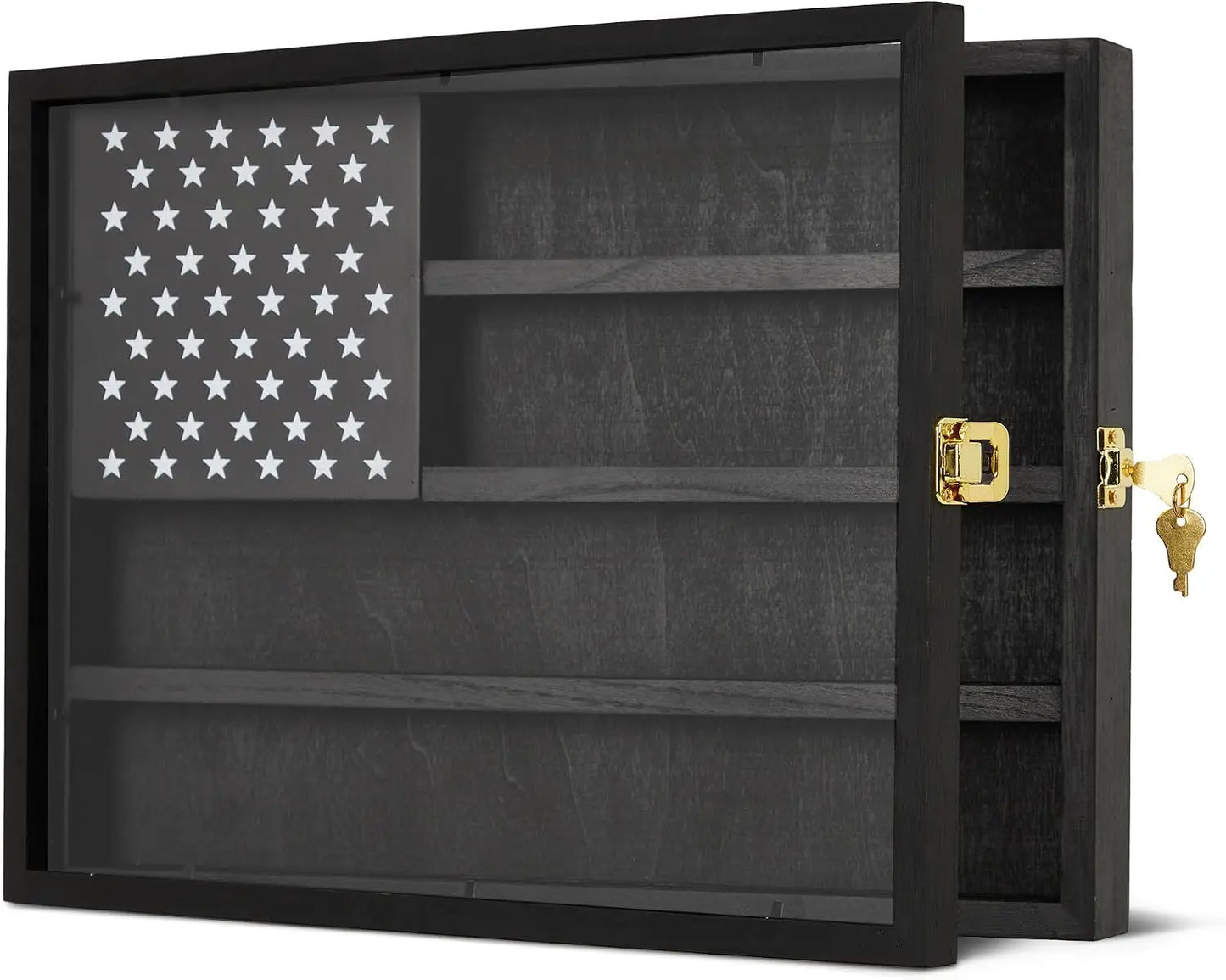 Garvee Lockable Wooden Shadow Box Display Frame Acrylic Door