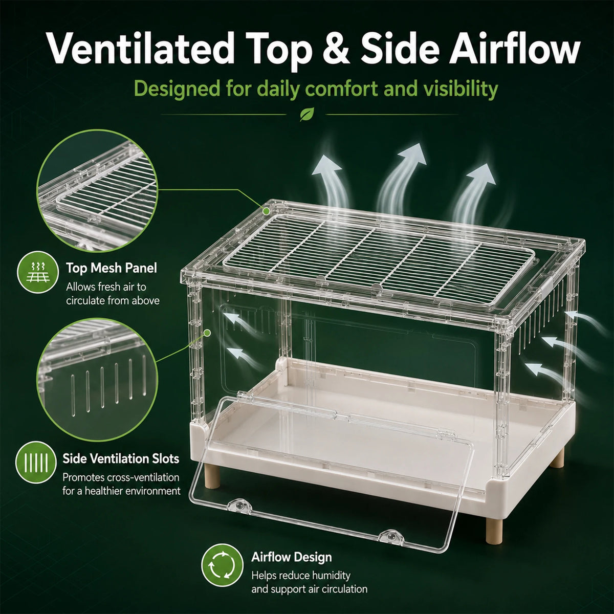 Clear Acrylic Foldable Reptile Terrarium With Front Opening Door
