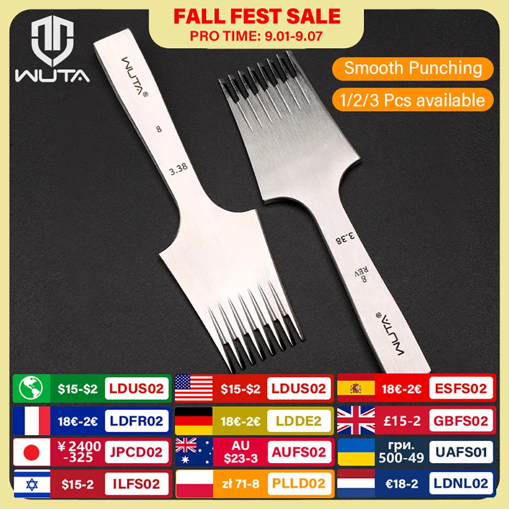 WUTA French Style Leather Pricking Iron Craft Chisel Tool