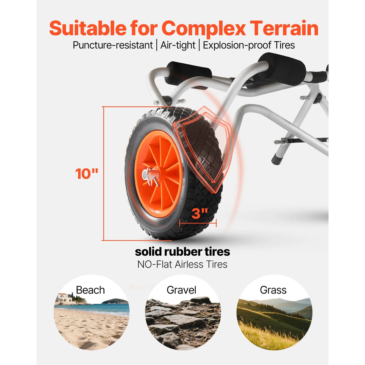 SucceBuy Foldable Kayak Cart With Solid Tires And Ratchet Strap