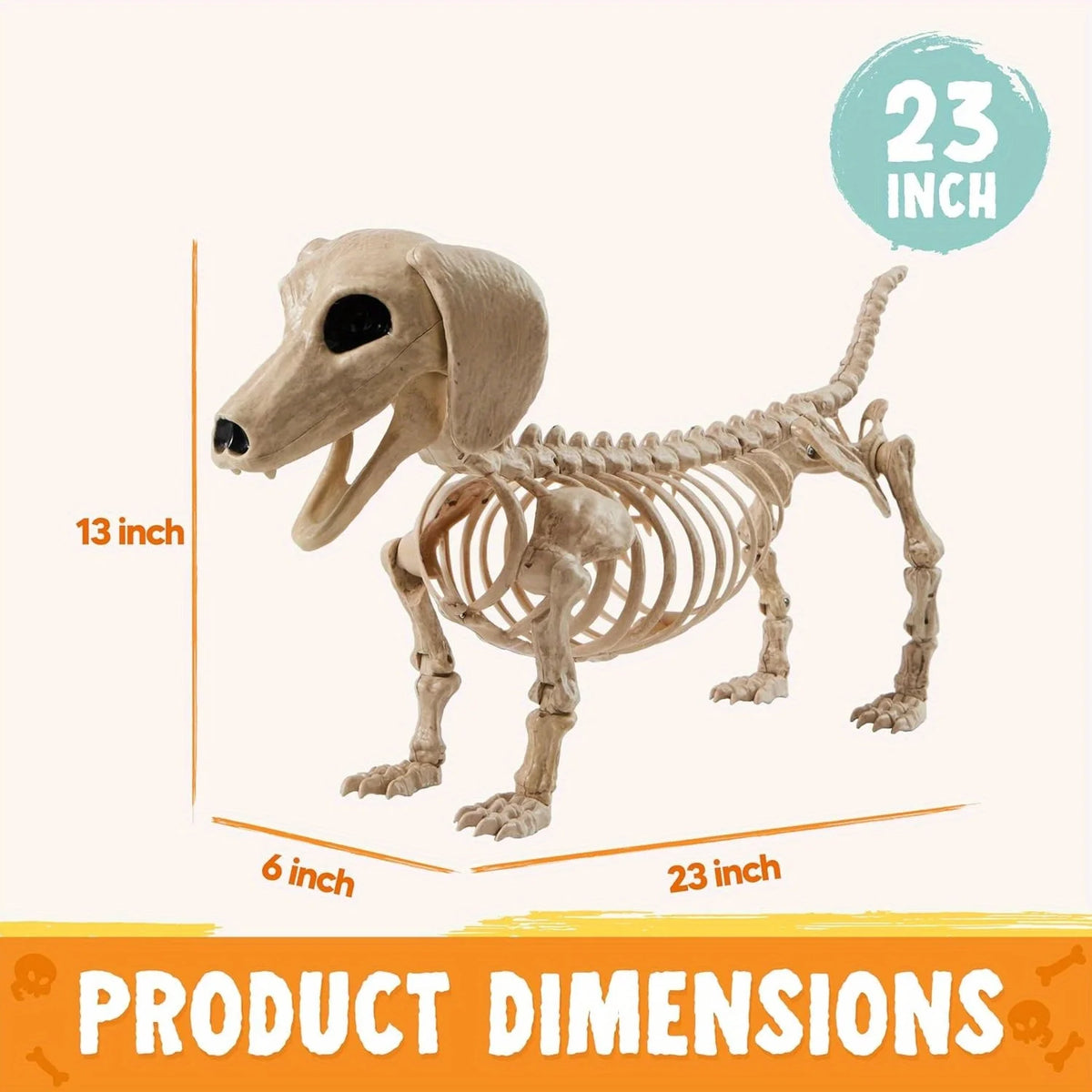 Spooky Wiener Dog Skeleton Posable Haunted House Halloween Prop Decor
