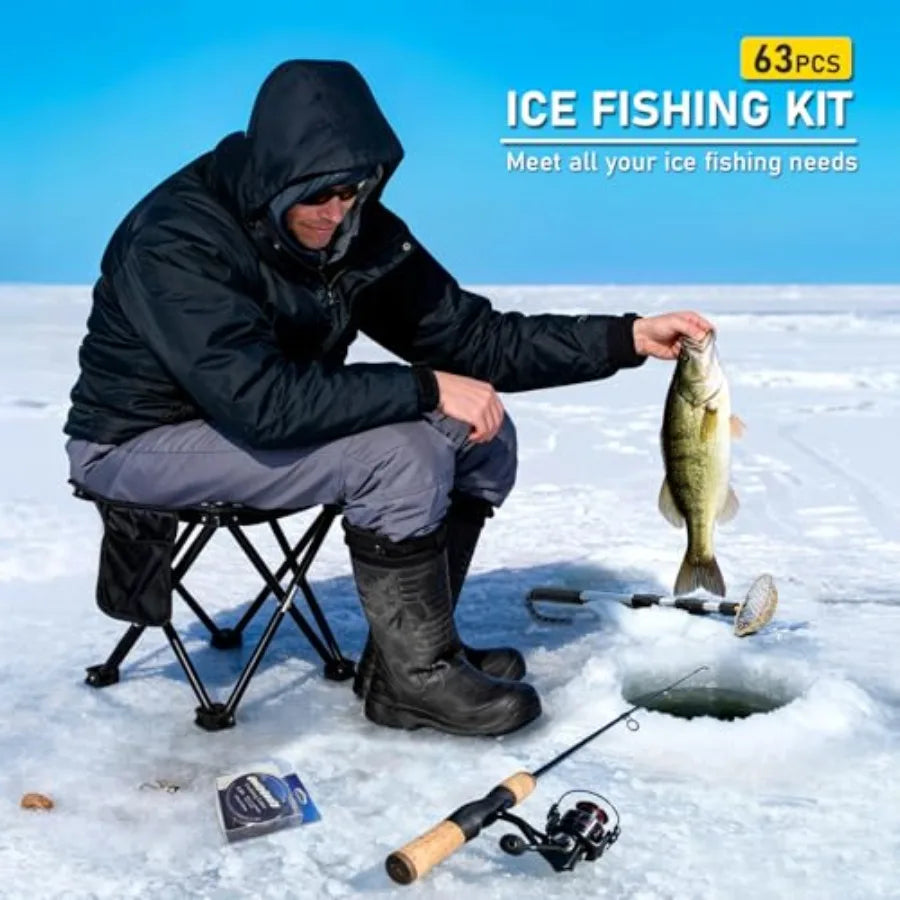 Portable Ice Fishing Rod And Reel Combo Set With Tackle