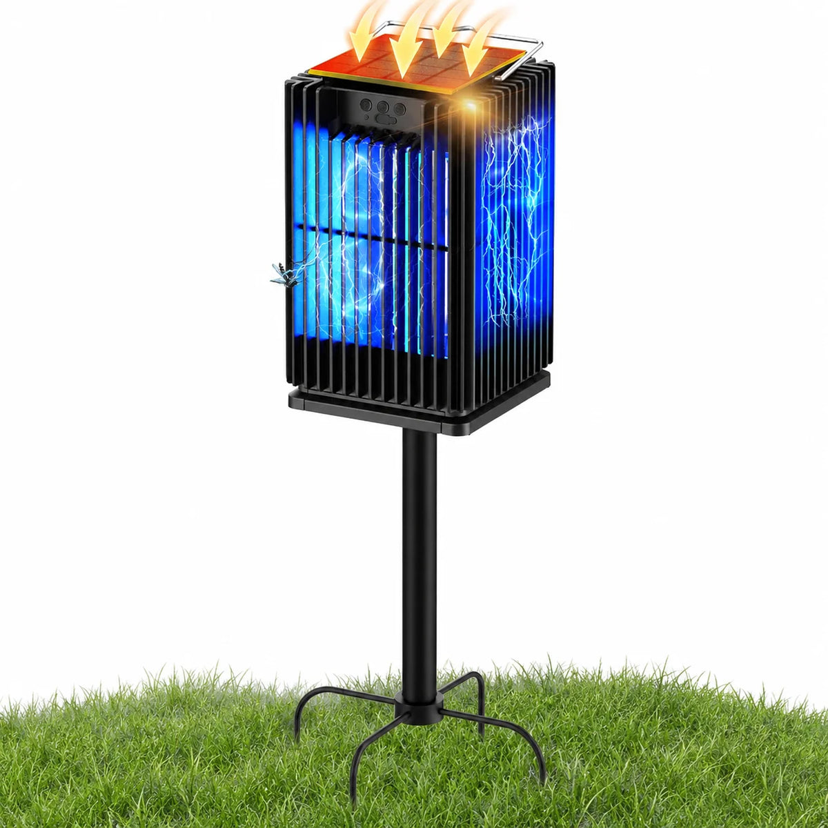 Solar Cordless Outdoor Bug Zapper With Integrated Led Ground Bracket