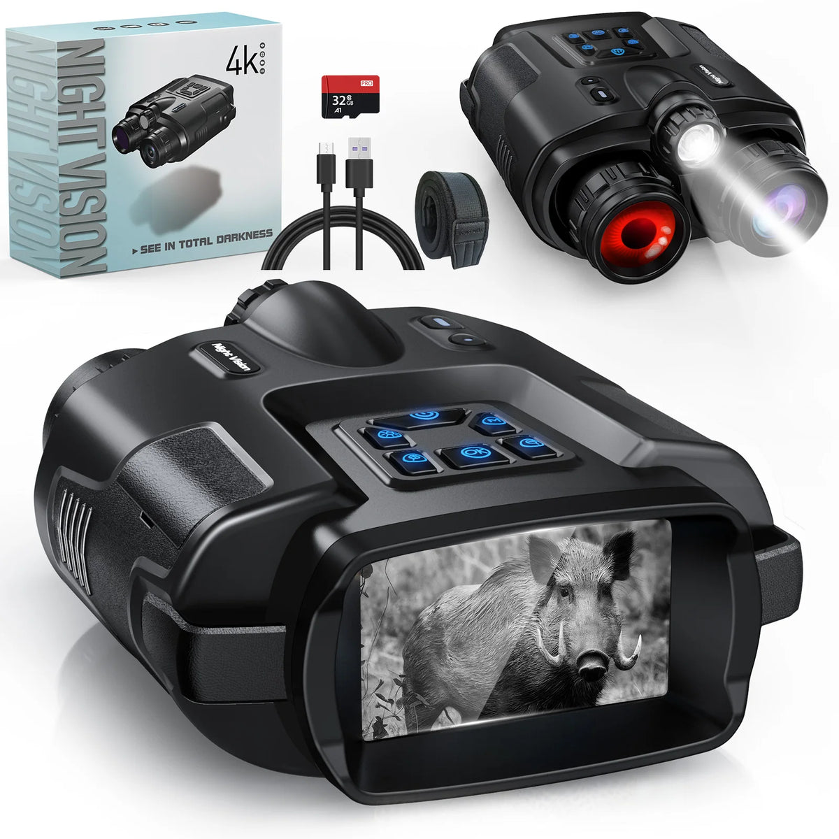 DIYIMIN Night Vision Binoculars 8X Infrared 600M Rechargeable