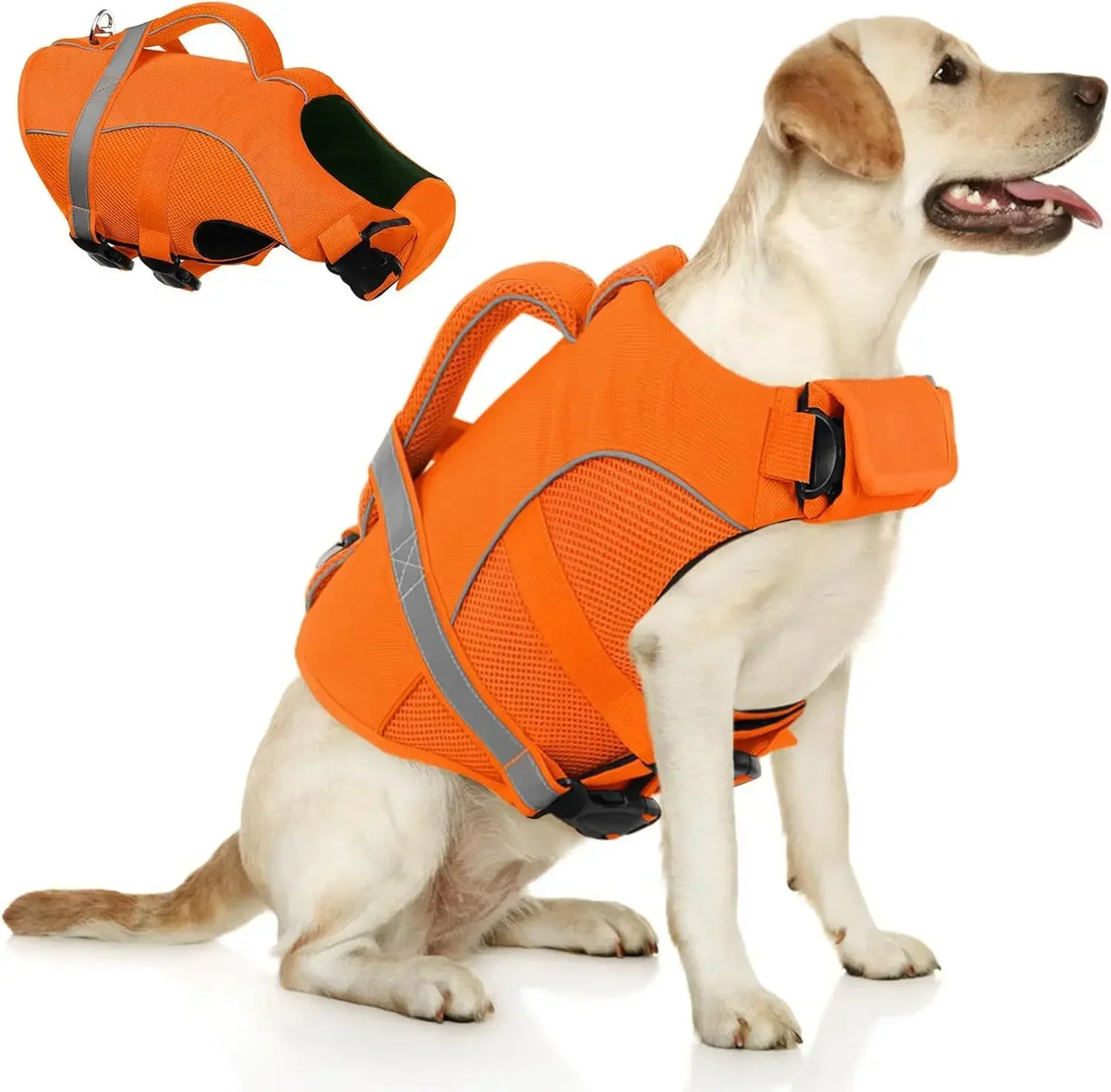 BXX Durable Mesh Dog Life Jacket With Ergonomic Rescue Handle