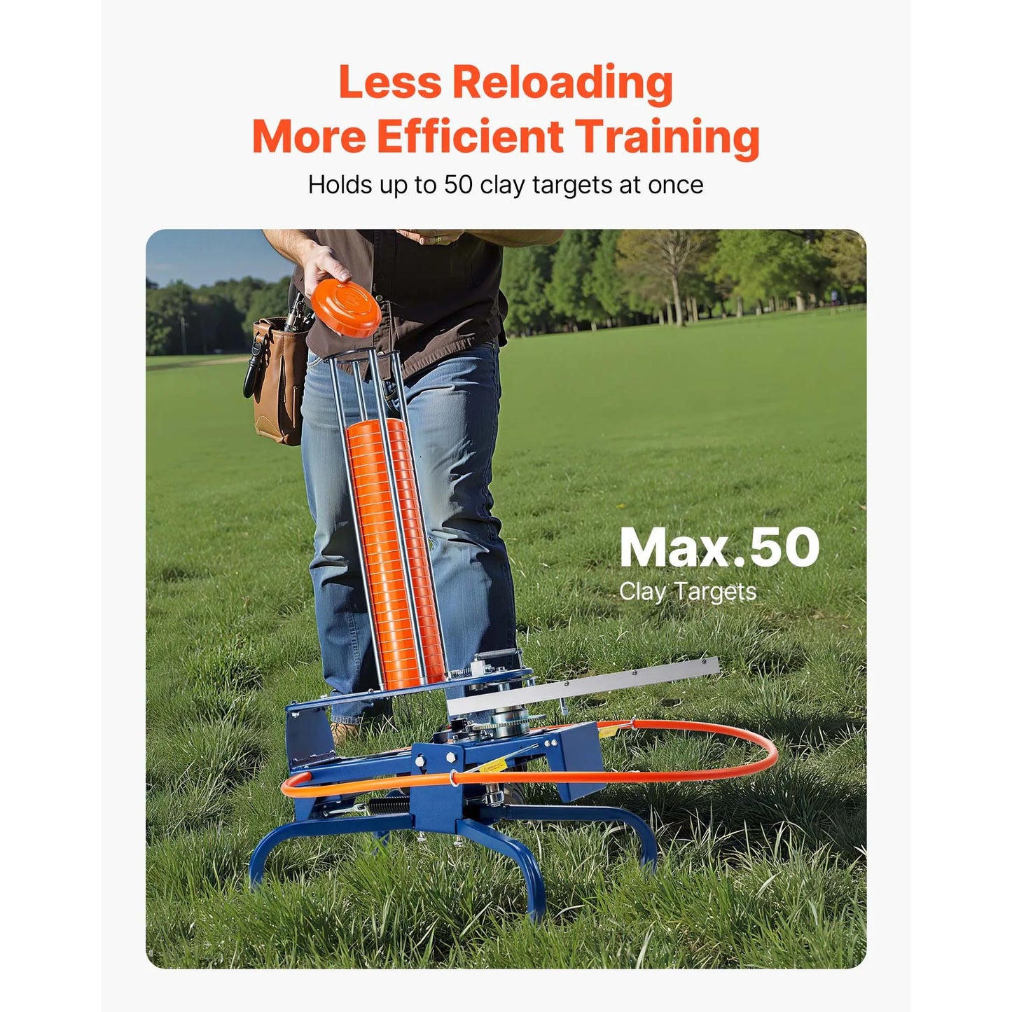 SucceBuy Clay Target Thrower Max 28/50 Clays Pigeon Thrower with Adjustable Angle & Foot Pedal for Clay Throwing Shooting Sports