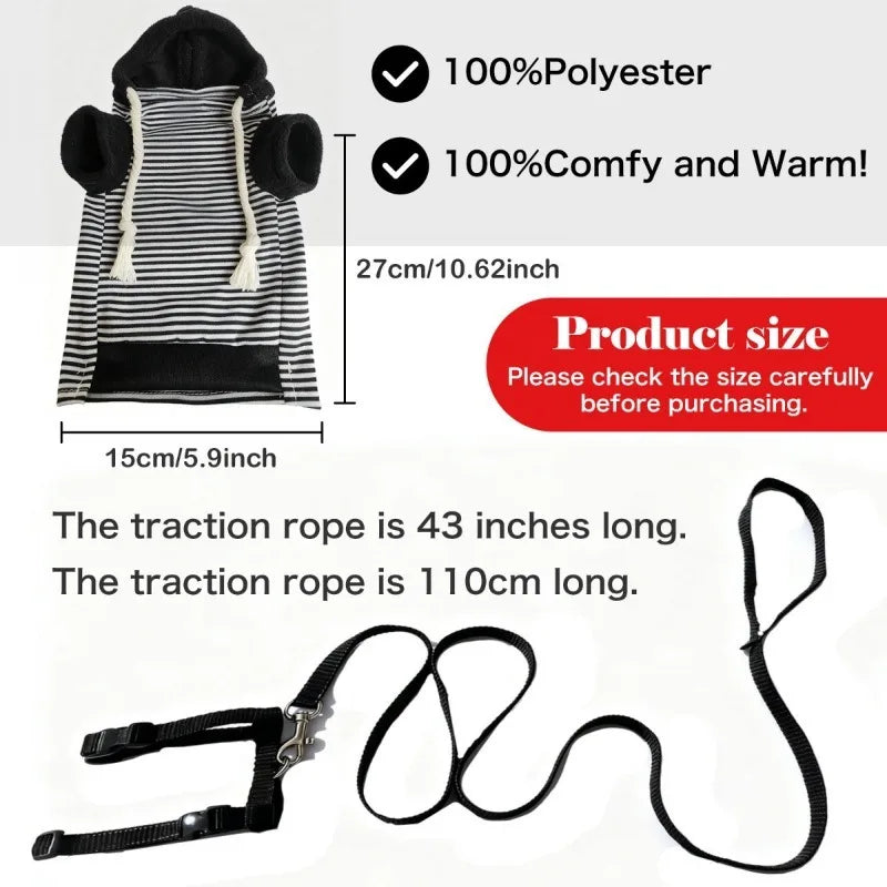 Soft Ferret Hooded Walking Outfit With Built In Leash Hole