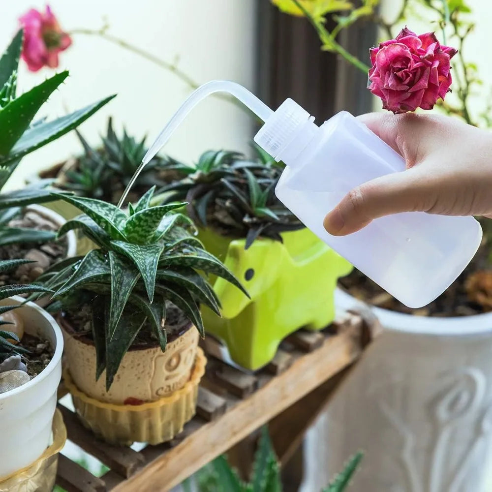 250ml and 500ml Plastic Squeeze Wash Bottle Set for Precise Plant Watering Indoor Succulent Care Gardening Tool Watering Can Alternative with Long Spout for Irrigation Misting Sprinkling and Cleaning