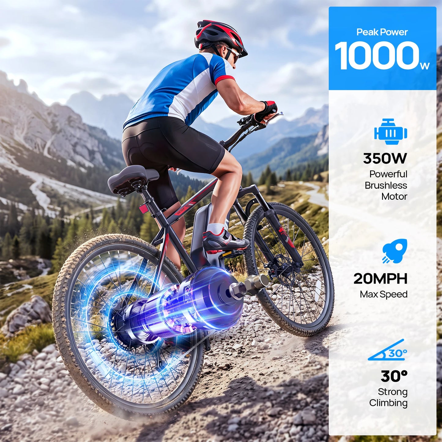 QNUT 1000W Peak Electric Mountain Bike With 10Ah Removable Battery