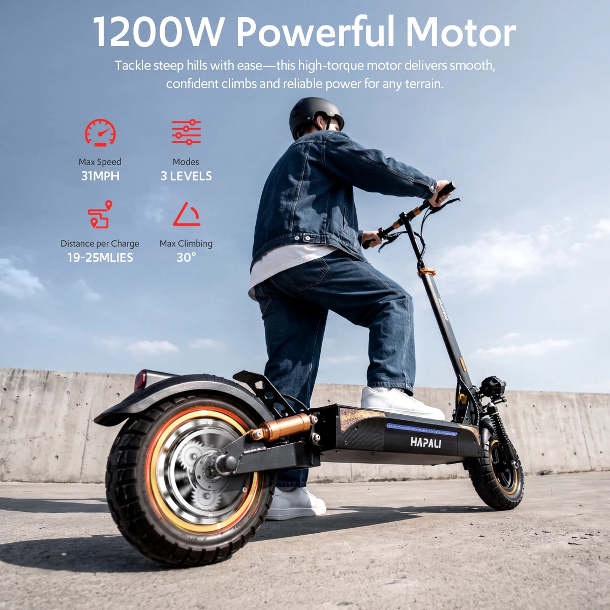 Osboo Off Road Folding Electric Scooter With 1200W Motor