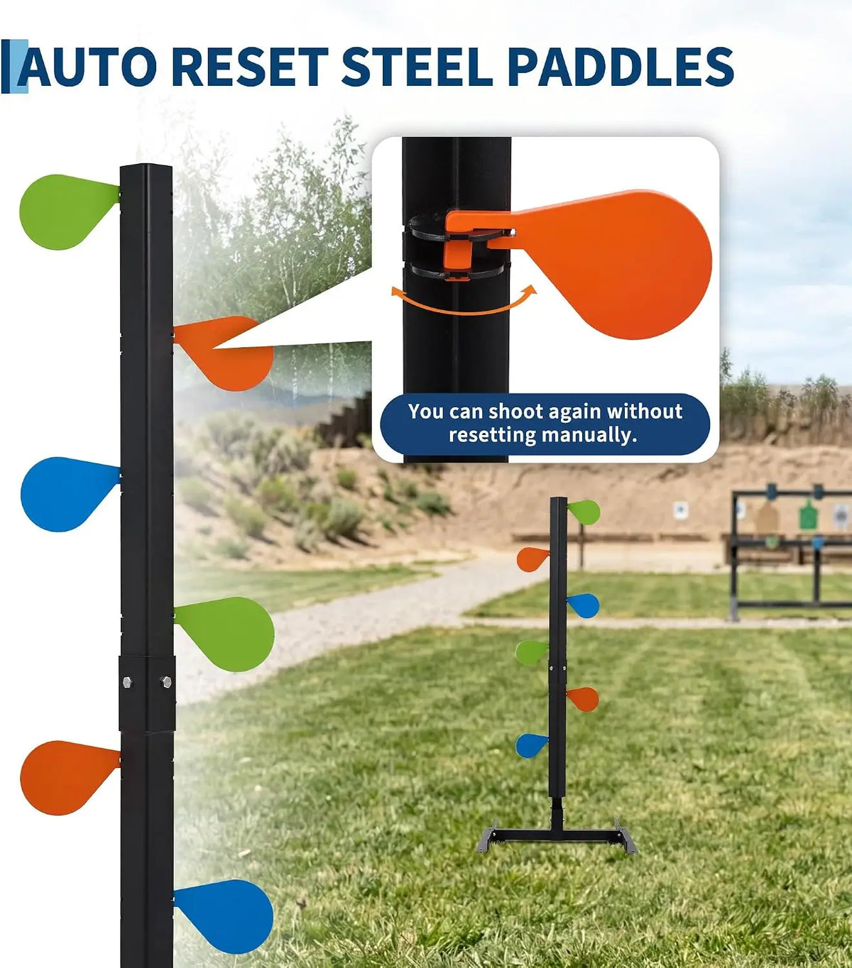 1PC AR500 Dueling Tree Target Kit 6 Steel Paddles 4 Inch Target Plate Air Gun Fighting Tree Targets for Air Soft Target BB's Target