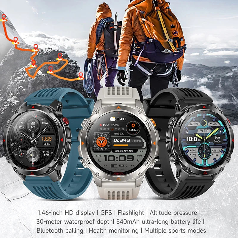 2026 New GPS Map Navigation Smart Watch Men Women Amoled Screen 3ATM Waterproof Sports Compass Health Bluetooth Call Smartwatch