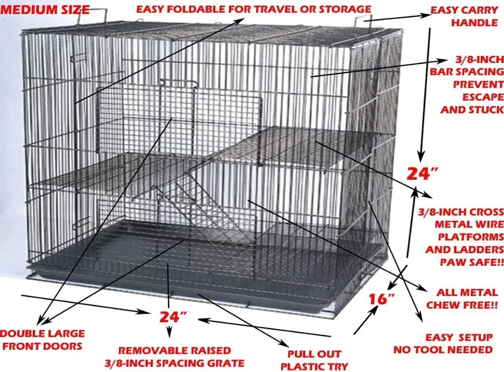 Multi Level Collapsible Metal Travel Cage For Small Animals