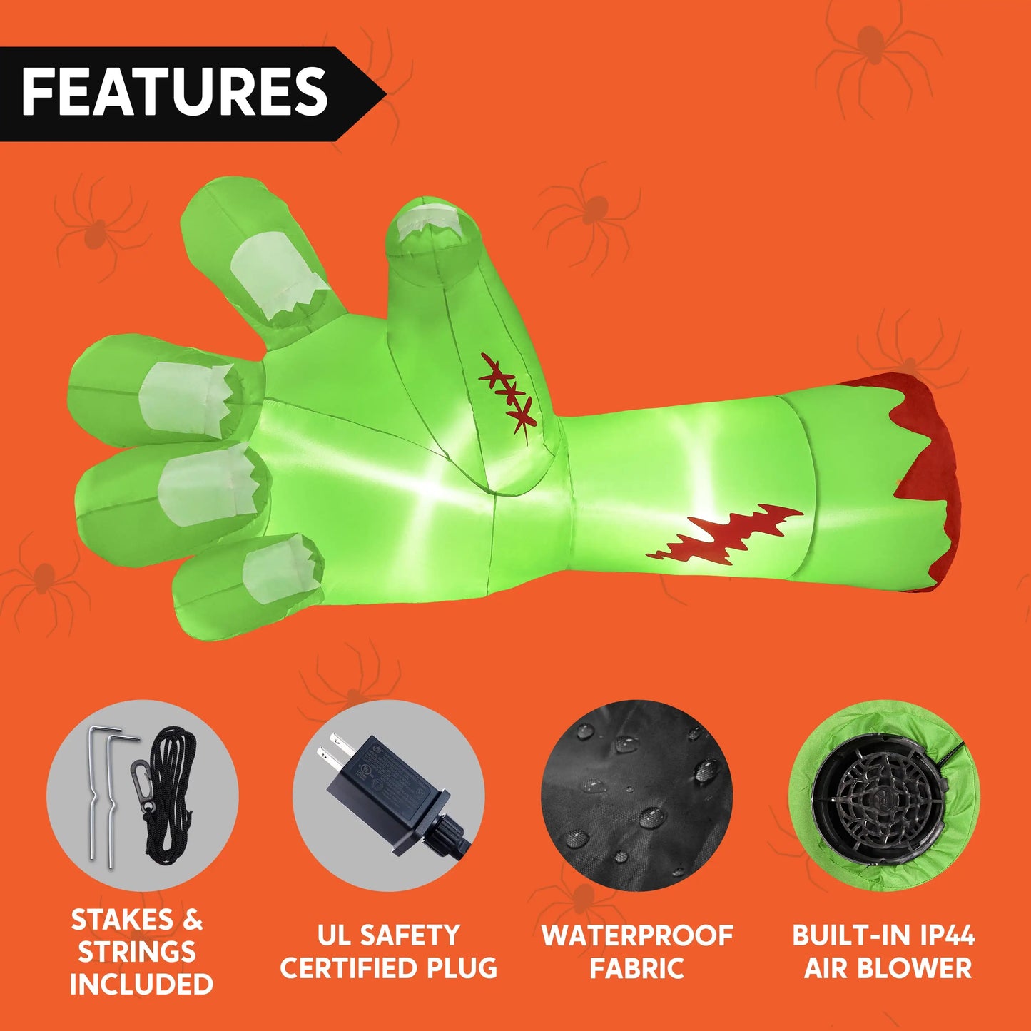 Joyfy Giant Zombie Arm Halloween Inflatable Outdoor LED Decoration