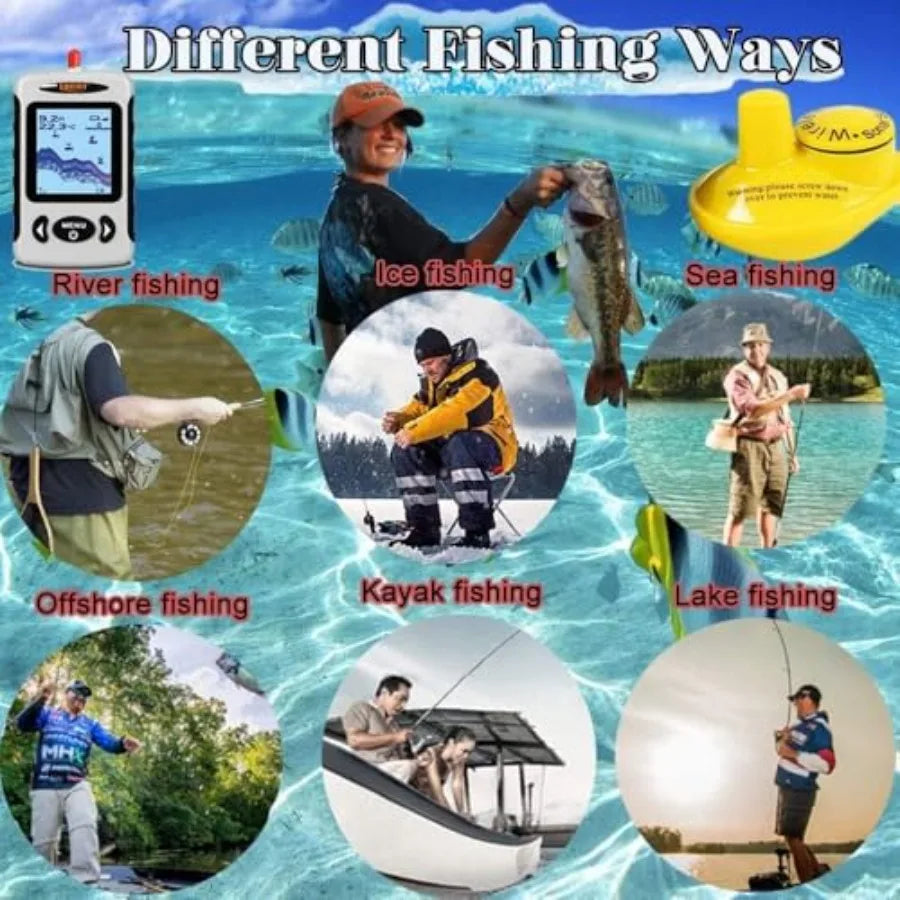 Wireless Handheld Fish Finder With LCD Depth Display For Boats