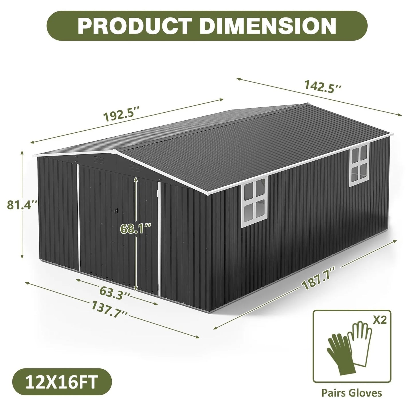 Outdoor Plastic Storage Shed With Lockable Door And Waterproof Frame