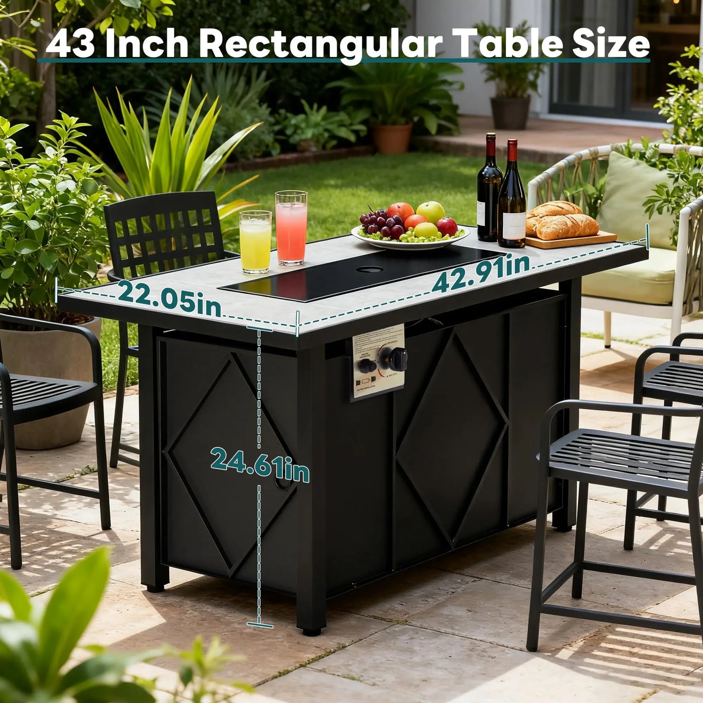 JHK Outdoor Propane Fire Pit Table For Patio Gardens