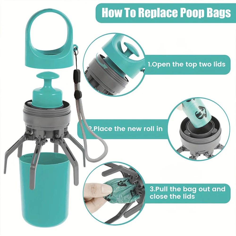 Portable One Hand Dog Pooper Scooper With Bag Dispenser
