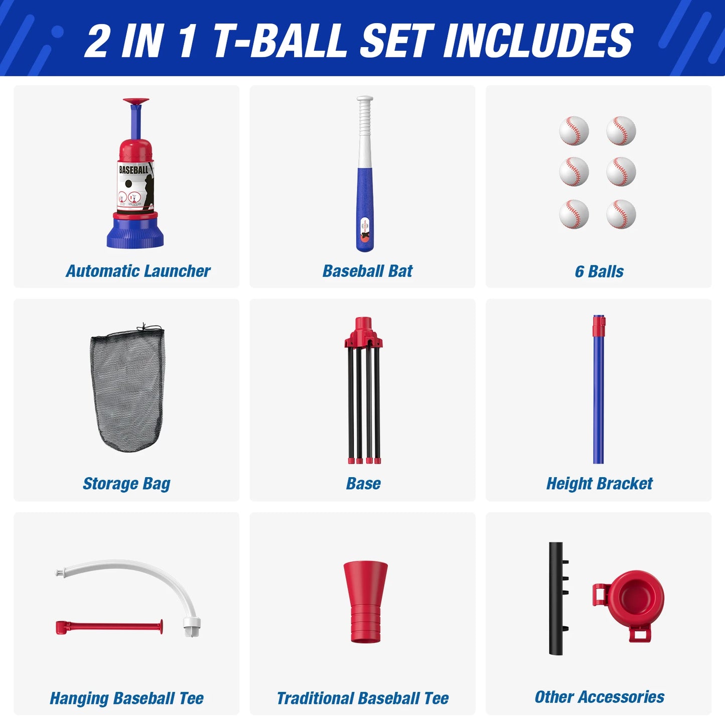 Hyes 3in1 Baseball Pitching Machine And Tee Stand For Kids