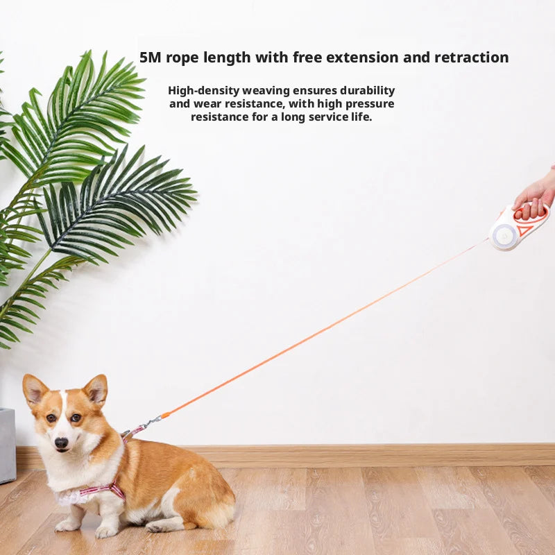 Retractable LED Dog Leash One Hand Brake And Enhanced Visibility