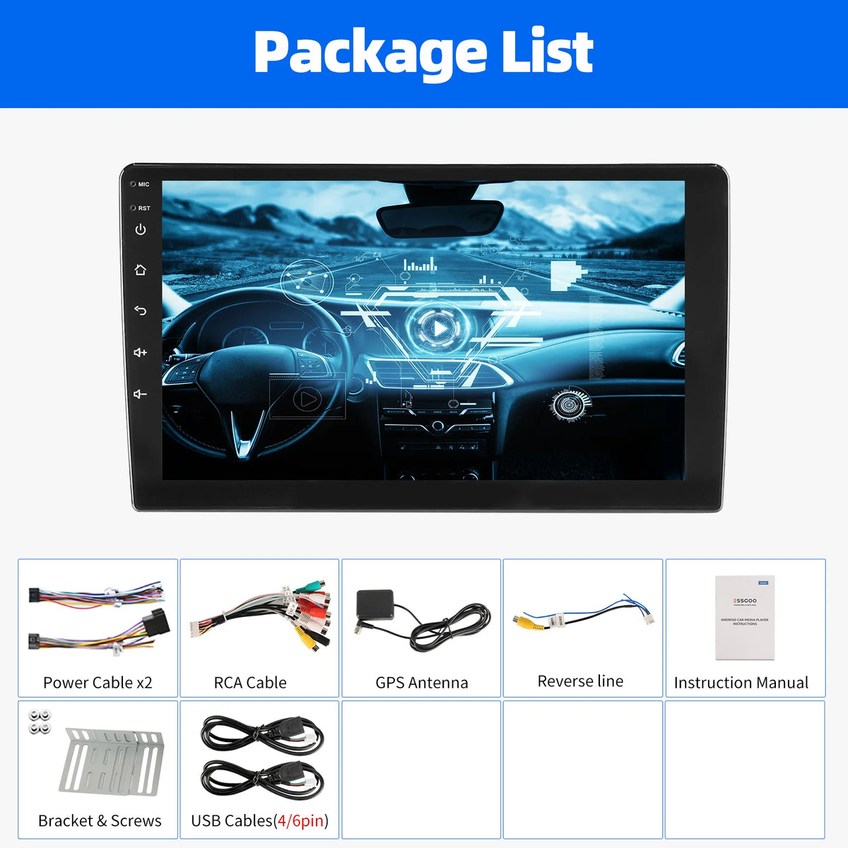 Essgoo Wireless CarPlay Android Auto Car Stereo Radio With GPS