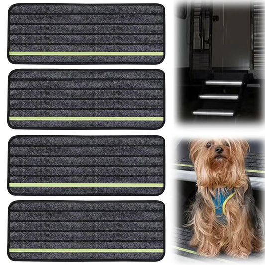 4-Pack Camper Rug Carpet Set Reflective RV Stair Covers RV Step Rugs for Outdoor Adventures