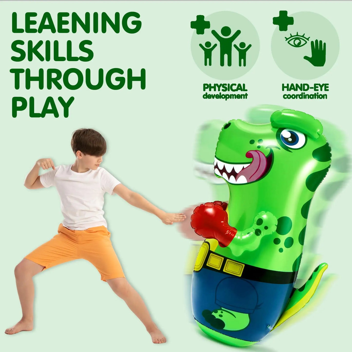 Joyfy Inflatable T Rex Dinosaur Punching Bag For Kids