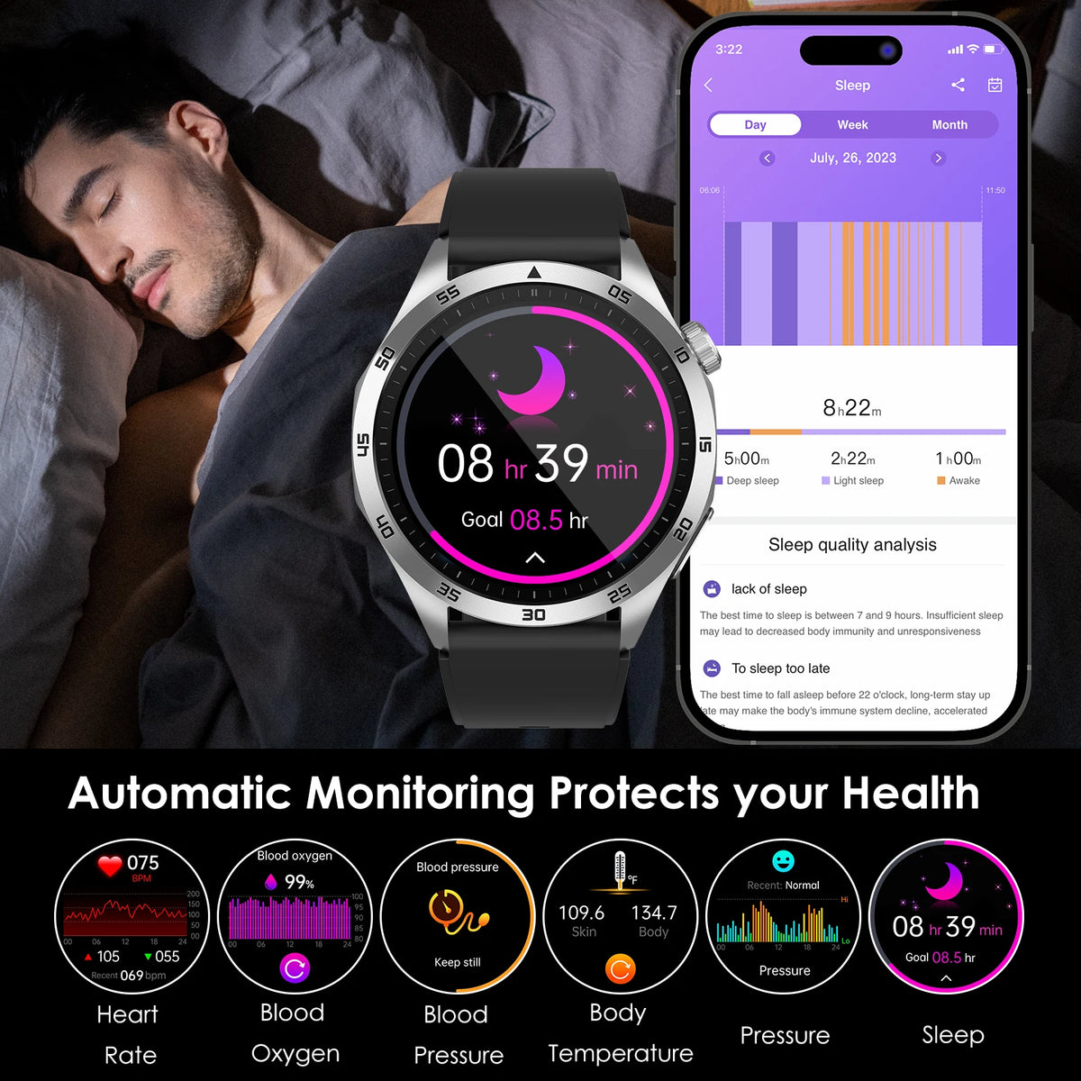 Advanced Health Smart Watch With Ecg Ppg Blood Pressure Tracking