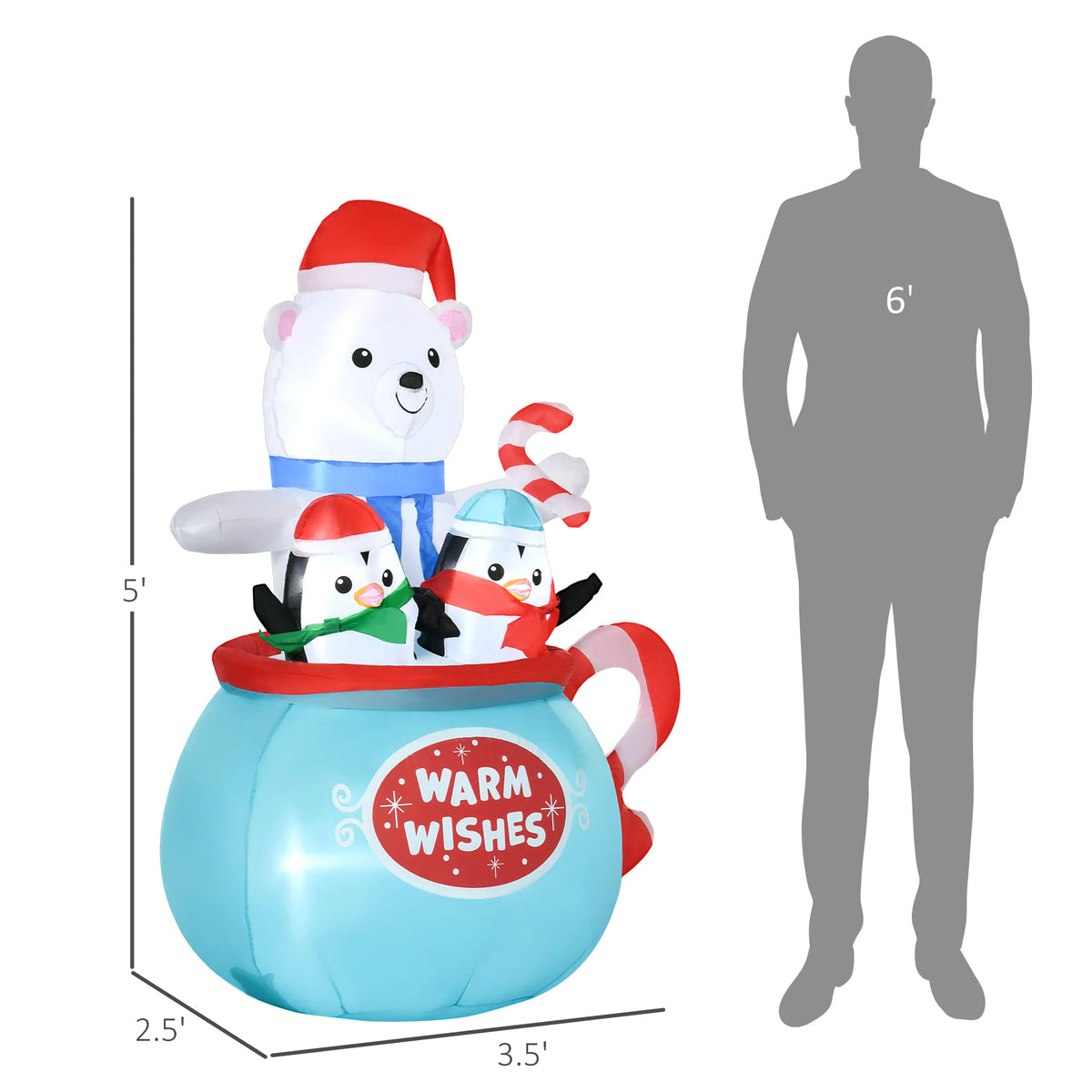 Christmas Outdoor Inflatable Polar Bear And Penguin Yard Decor