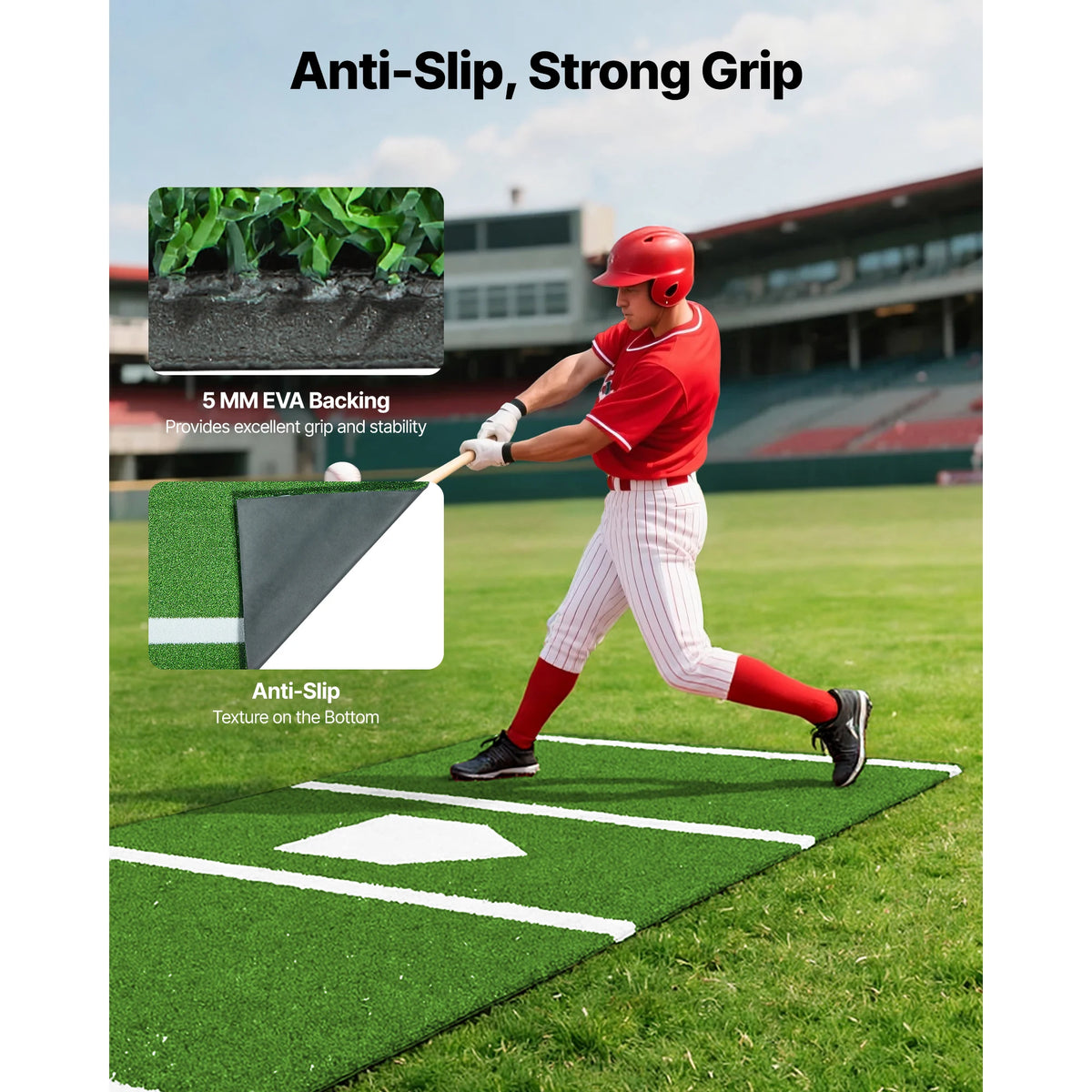 Succebuy Baseball Batting Practice Turf Mat With Home Plate