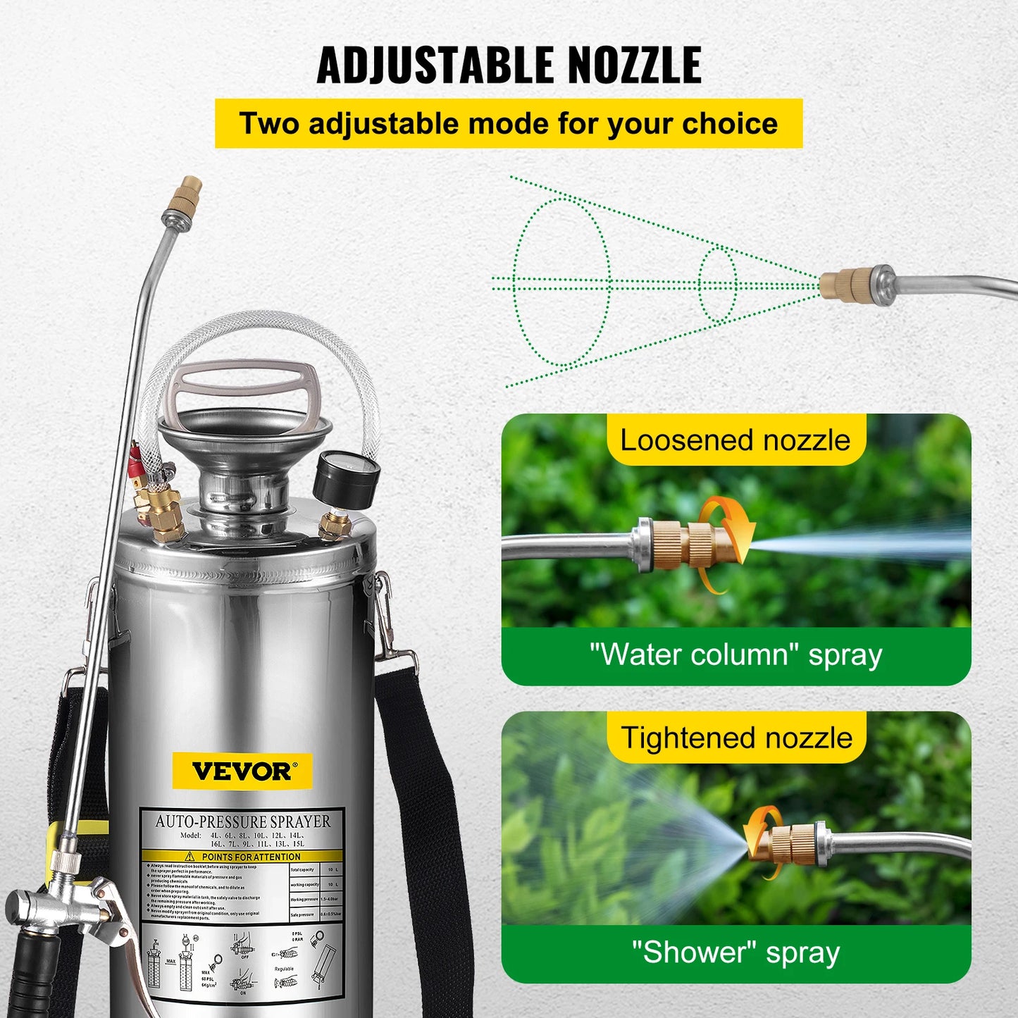 SucceBuy Stainless Steel Hand Powered Garden Sprayer Pump