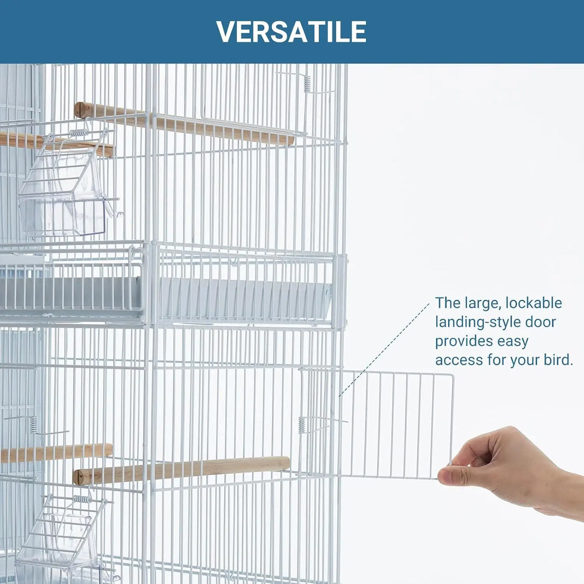 Stackable Iron Bird Cage With Storage Shelf And Locking Casters