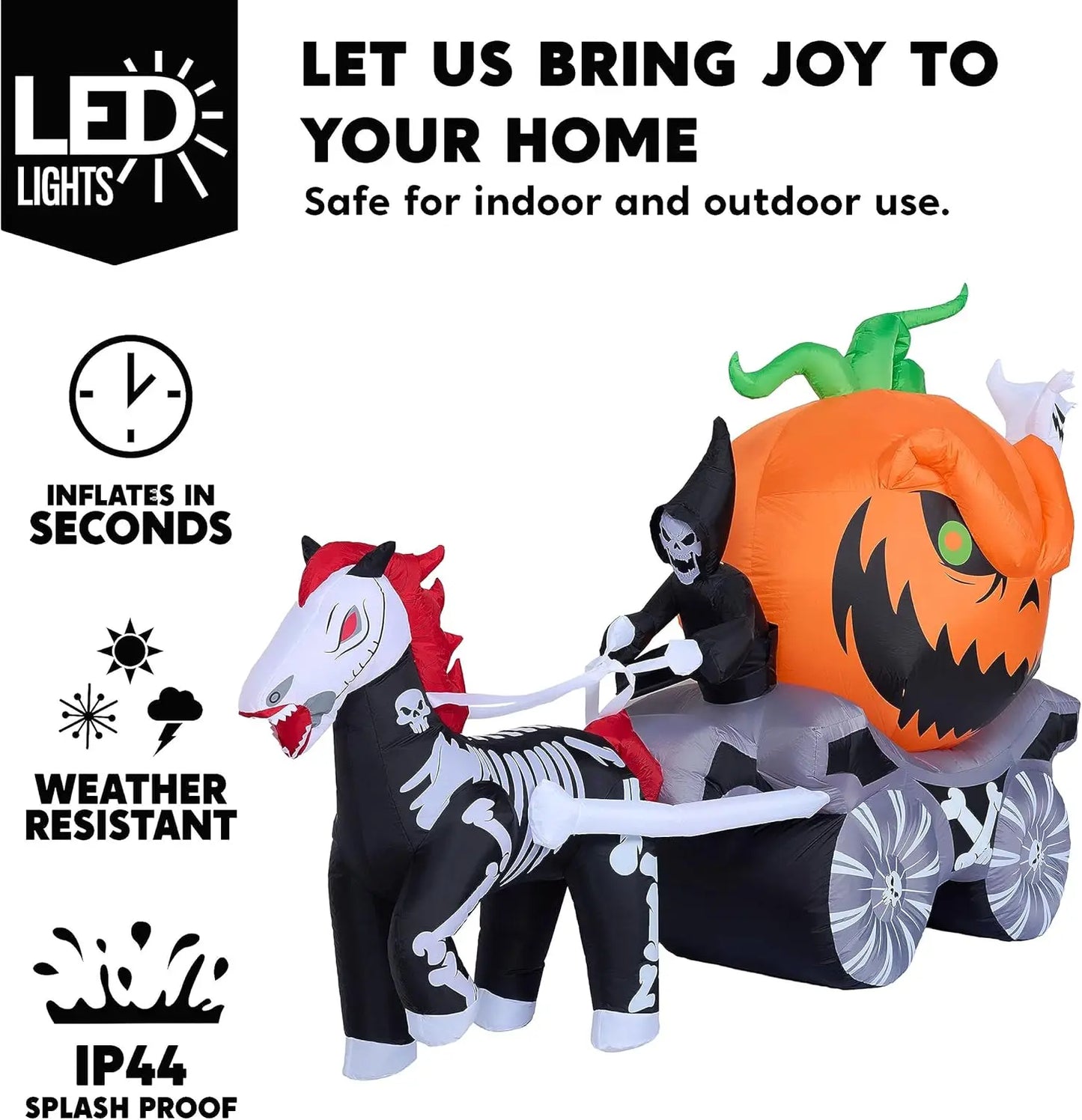 Joyfy Pumpkin Carriage Halloween Inflatable Outdoor LED Yard Decoration