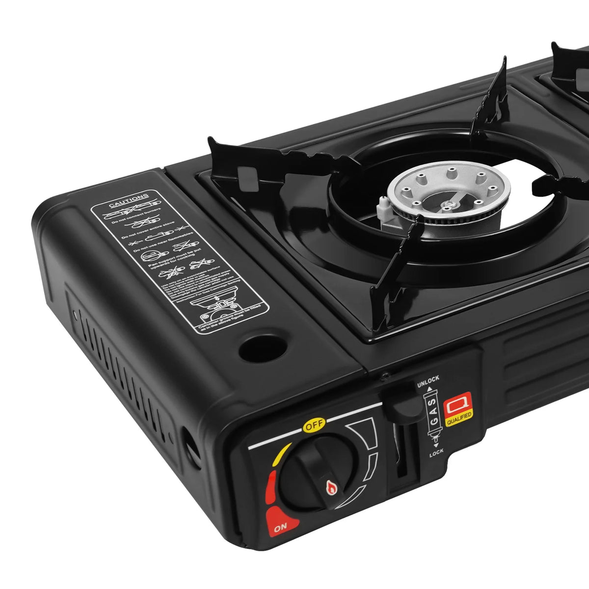 Portable Camping Stove Dual Burners Baking Tray And Carrying Case