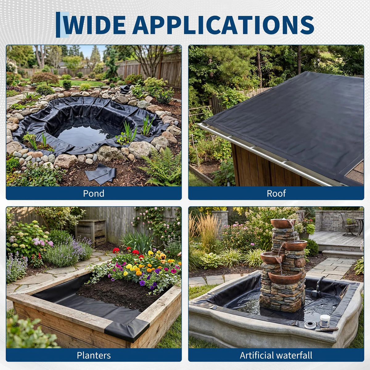 HiMiss HDPE Heavy Duty Pond Liner For Koi Garden Fountain